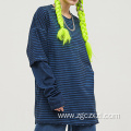 Spring New Batik Frayed Striped Loose T-Shirt